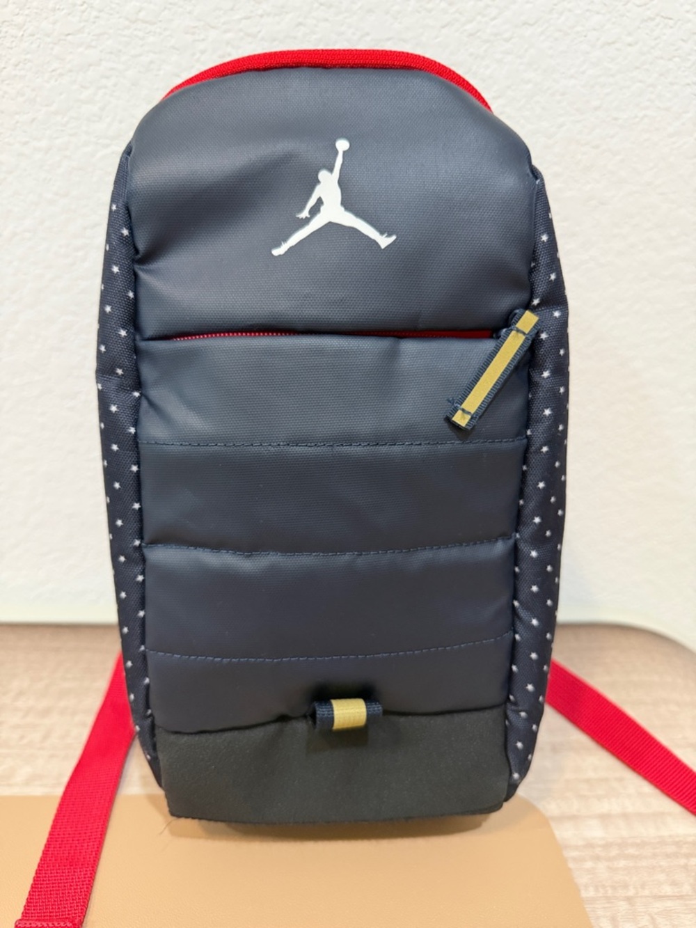 Jordan Navy Kids Sling Backpack with Red Trim